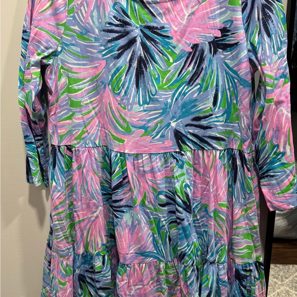 Lilly Pulitzer Pink, Blue & Green Tropical Print Dress